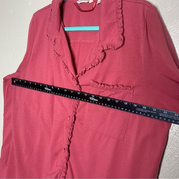 Soft surroundings el sueno pajama long sleeve ruffle top pink - Picture 5 of 6